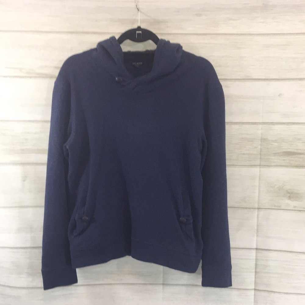 Ted Baker Blue Hooded Detail Buttons Sweatshirt
